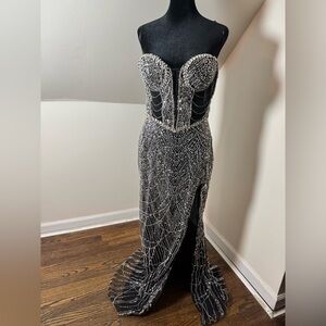 Glamorous Black Rhinestone Sequin Dress